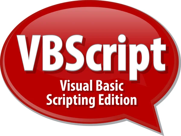 Ilustração de bolha de fala de definição de sigla VBScript — Fotografia de Stock