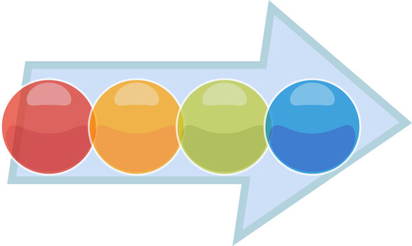 Иллюстрация со стрелкой процесса четыре пустые бизнес-диаграммы
