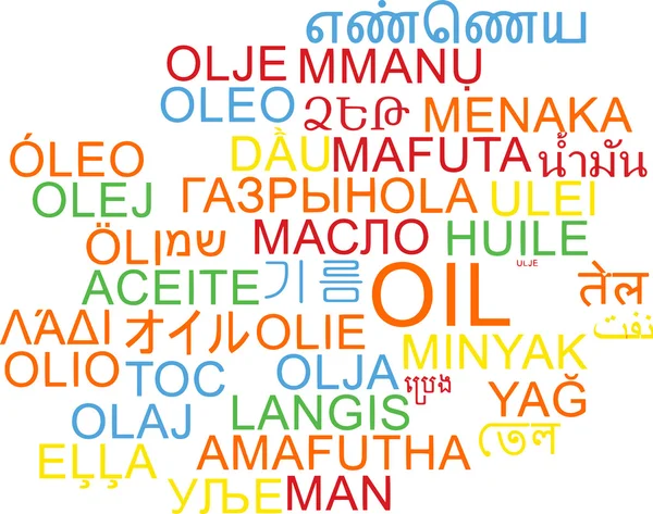 Olaj többnyelvű wordcloud háttér koncepció — Stock Fotó