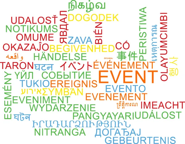 Event multilanguage wordcloud background concept — Stock Photo, Image