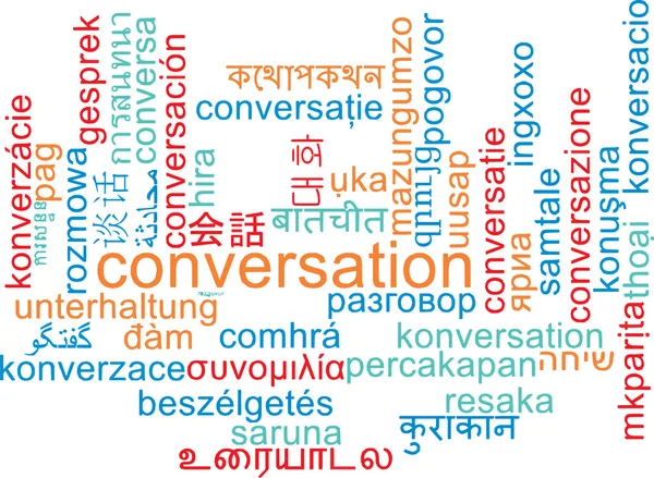 Συνομιλία γλωσσών στα wordcloud φόντο έννοια — Φωτογραφία Αρχείου
