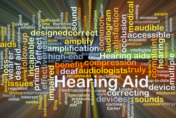 Hearing Aid background concept glowing