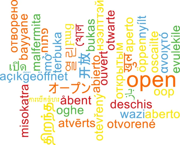 Open multilanguage wordcloud background concept — Stock Photo, Image