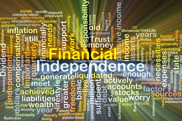 Financial independence background concept glowing — Stock Photo, Image