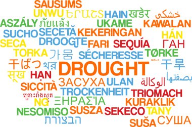 Kuraklık çoklu dil wordcloud arka plan kavramı