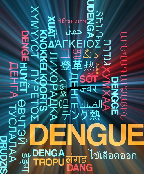 Dengue multilingue wordcloud concept de fond lumineux — Photo