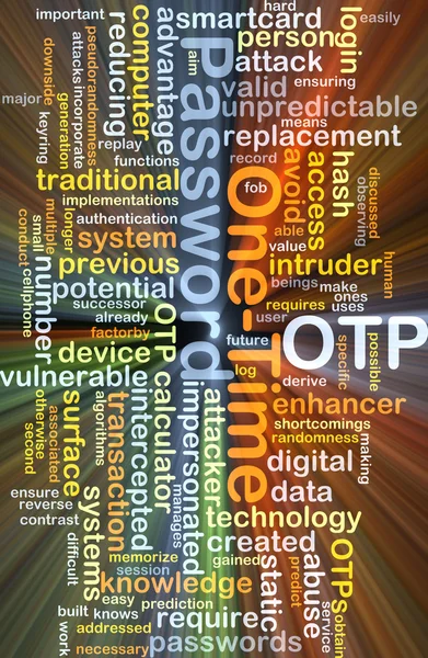 Senha única conceito de fundo OTP brilhante — Fotografia de Stock