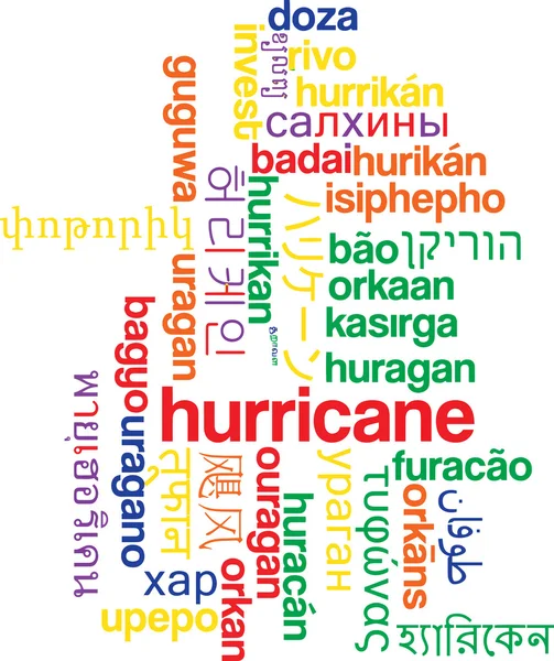 Concepto de fondo de nubes de palabras multilenguaje huracán —  Fotos de Stock
