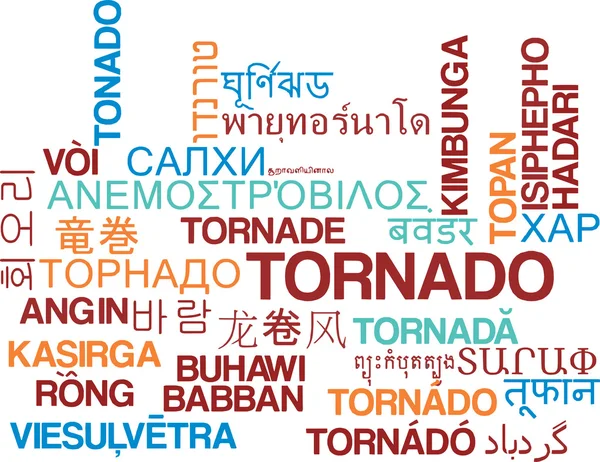 Tornado multilenguaje wordcloud background concept —  Fotos de Stock