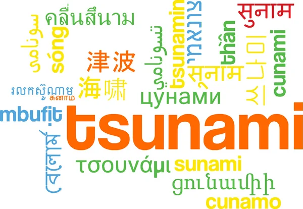 Tsunami multilanguage wordcloud background concept — Stock Photo, Image