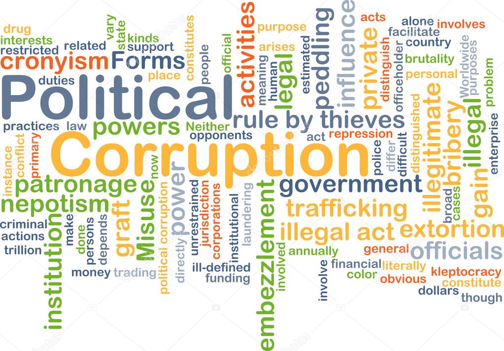 Political corruption background concept
