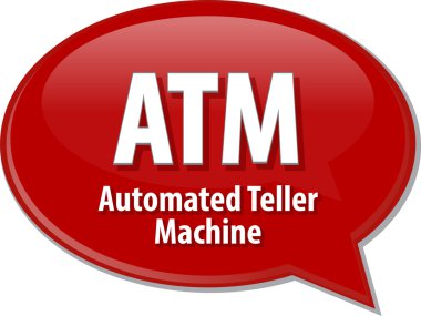 ATM kısaltma tanımı konuşma balonu illüstrasyon