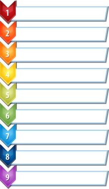 Dokuz boş iş diyagramı chevron liste illüstrasyon