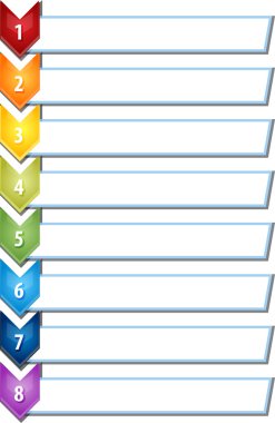 Sekiz boş iş diyagramı chevron liste illüstrasyon