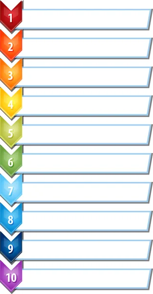 Ilustración de lista de chevron de diagrama de diez negocios en blanco —  Fotos de Stock