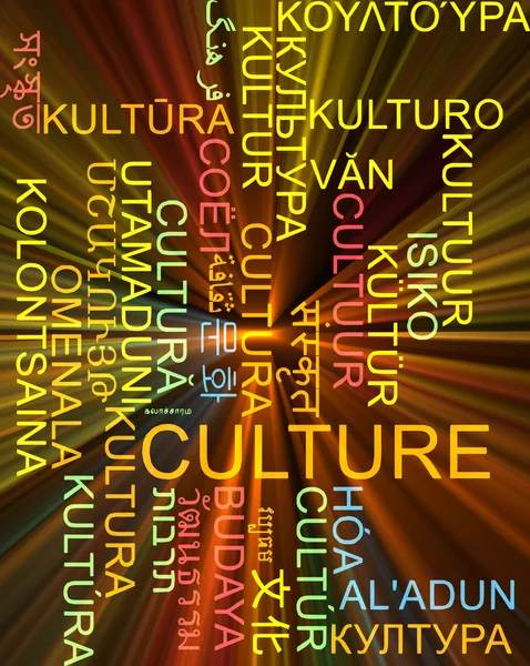 Cultura multilenguaje wordcloud fondo concepto brillante — Foto de Stock