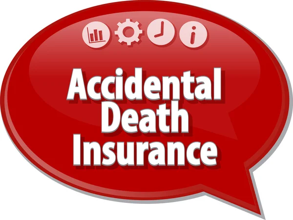 Oavsiktlig död försäkringsverksamhet benämna tal bubbla nedanstående — Stockfoto