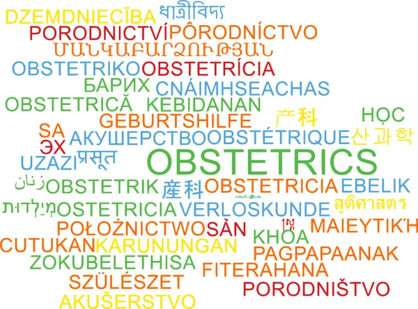 Obstetrics multilanguage wordcloud background concept — Stock Photo, Image