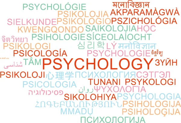 Psicologia multilingua wordcloud concetto di fondo — Foto Stock