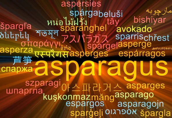 Asparagus multilanguage wordcloud background concept glowing — Stock Photo, Image