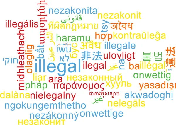 Illegal multilanguage wordcloud background concept — Stock Photo, Image