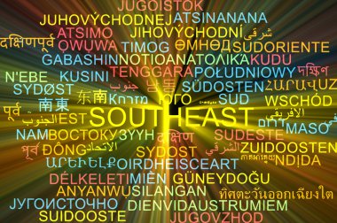 Parlayan güneydoğusunda çok dilli wordcloud arka plan kavramı