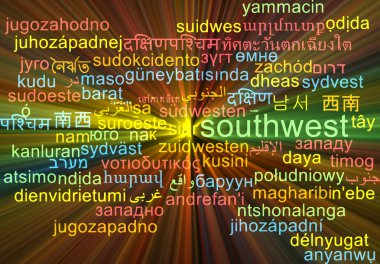 Parlayan güneybatı multilanguage wordcloud arka plan kavramı