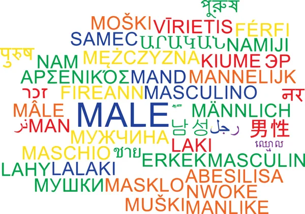 Male multilanguage wordcloud background concept — Stock Photo, Image