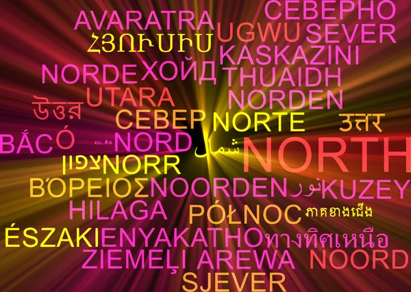 Severní vícejazyčné wordcloud pozadí koncepce zářící — Stock fotografie