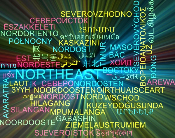 Βορειοανατολικά γλωσσών στα wordcloud φόντο έννοια λαμπερό — Φωτογραφία Αρχείου