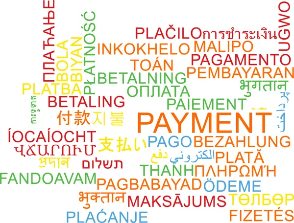 Betalning multilanguage wordcloud bakgrunden koncept — Stockfoto
