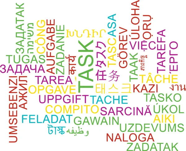 Task multilingua wordcloud concetto di sfondo — Foto Stock