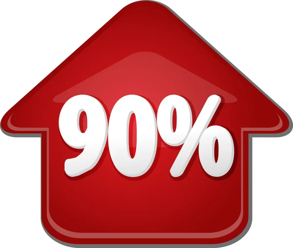 Ninety percent up upwards arrow bubble illustration — Stock Photo, Image