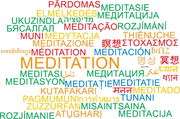 Meditation multilanguage wordcloud background concept — Stock Photo, Image