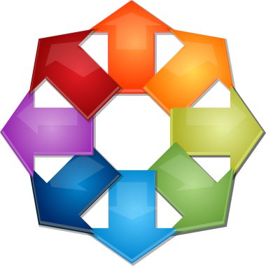 Eight Blank business diagram arrows pointing outwards illustrati