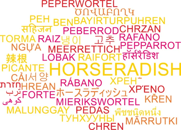 Horseradish multilíngue wordcloud fundo conceito — Fotografia de Stock