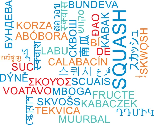 Squash multilingua wordcloud concetto di sfondo — Foto Stock