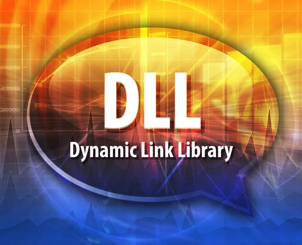 Ilustración de burbujas de voz de definición de acrónimo DLL — Foto de Stock