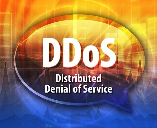 DDoS akronym definition tal bubbla illustration — Stockfoto
