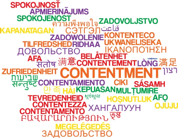 Contentment multilanguage wordcloud background concept — Stock Photo, Image