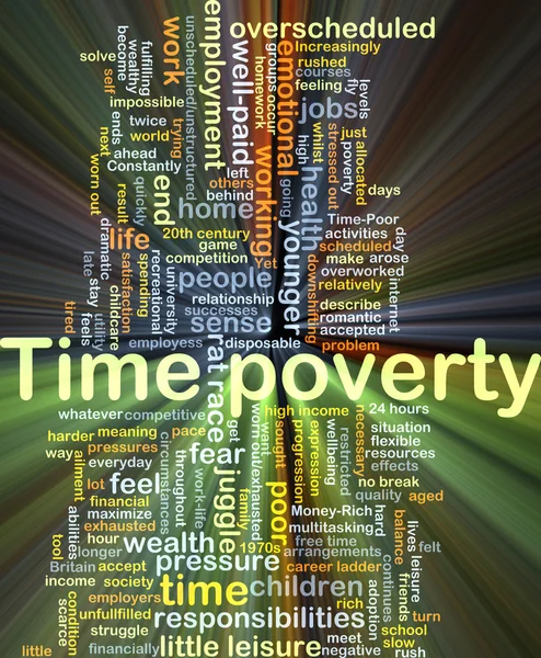 Time poverty background concept glowing — Stock Photo, Image