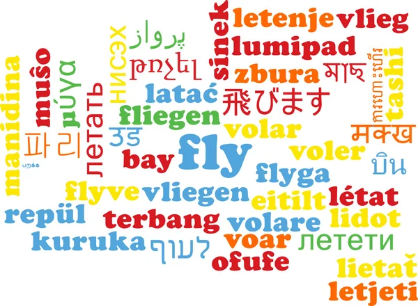 Volare multilingua wordcloud concetto di sfondo — Foto Stock