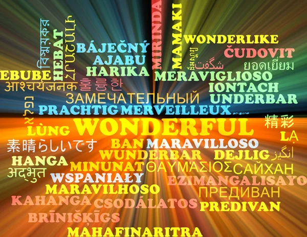 Wonderful multilanguage wordcloud background concept glowing — Stock Photo, Image