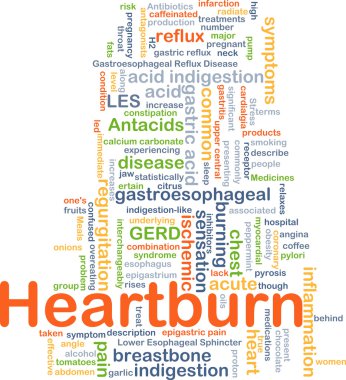 Heart burn background concept clipart