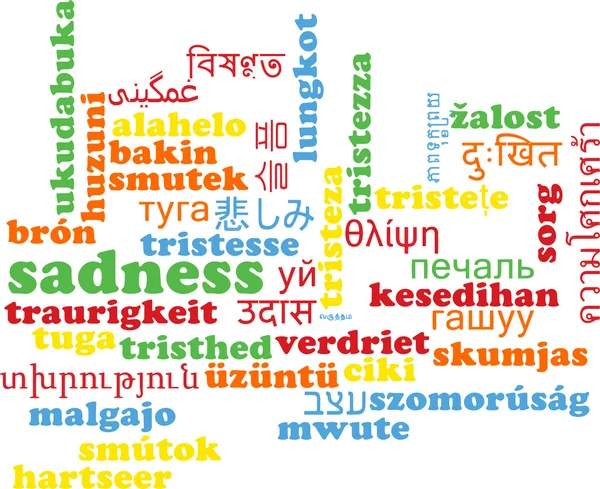 Sadness multilanguage wordcloud background concept — Stock Photo, Image