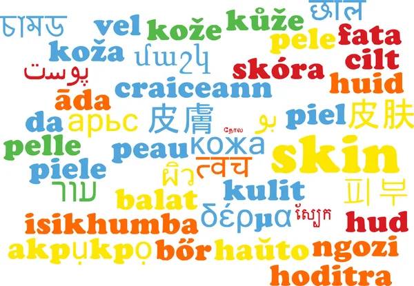 Skin multilanguage wordcloud background concept — Stock Photo, Image