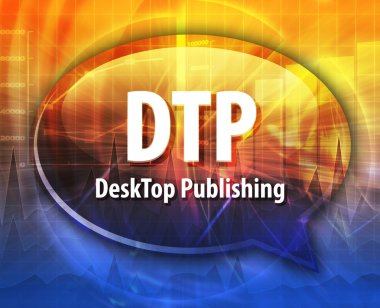 DTP kısaltma tanımı konuşma balonu illüstrasyon