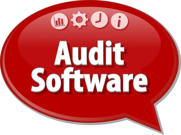 Audit software finanzierung business begriff sprechblase illustration — Stockfoto
