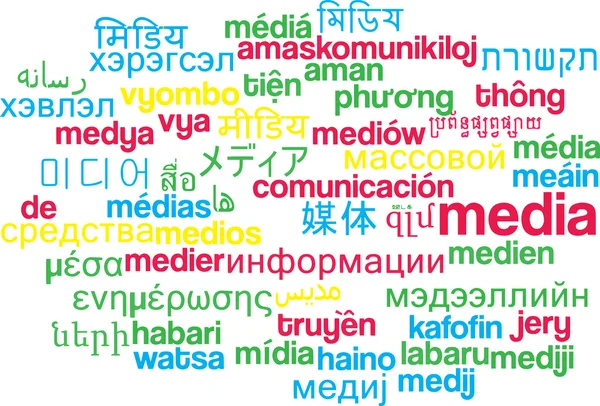 Media multilenguaje wordcloud background concept — Foto de Stock