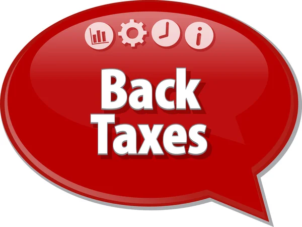 Voltar Impostos Termo de negócio fala bolha ilustração — Fotografia de Stock